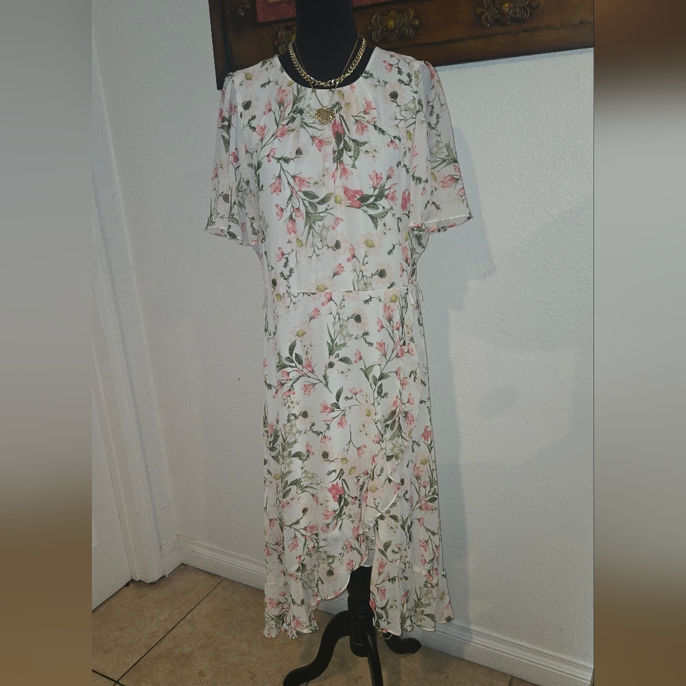 Jessica Howard White Floral High Low Dress